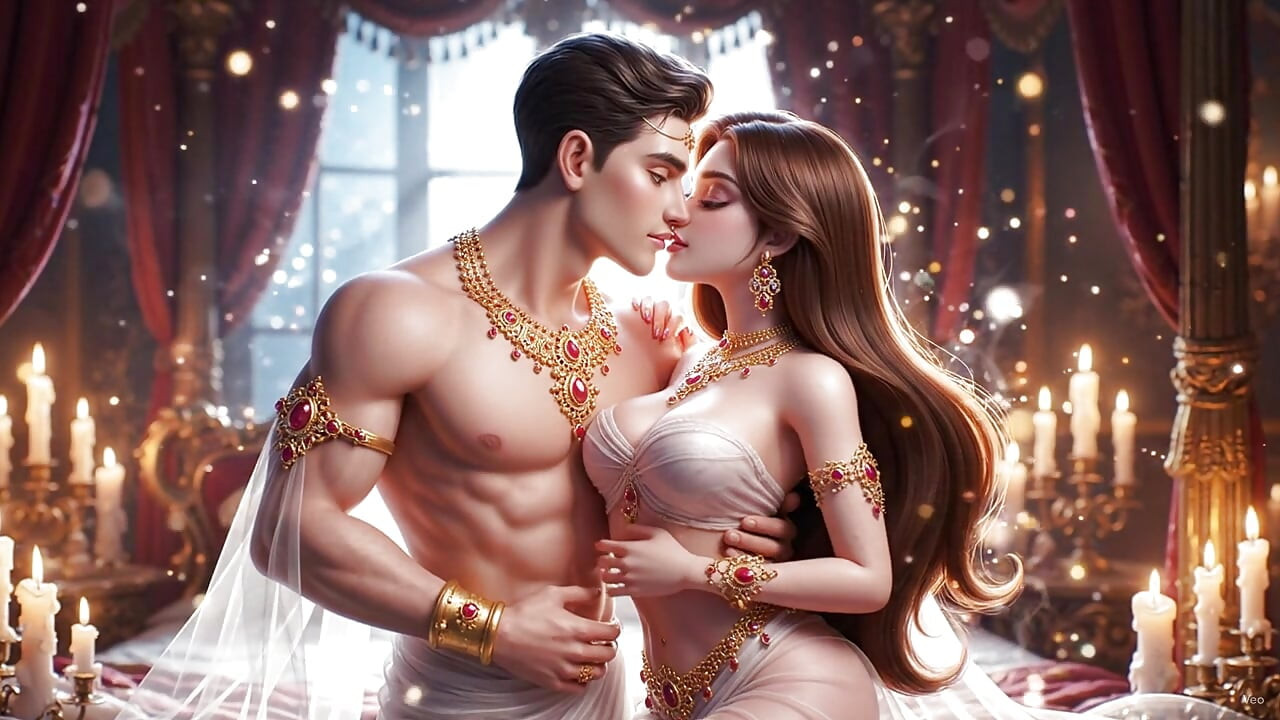 Hot chemistry of desi indian couple in the bedroom - Sexy girl with gold jewelry and muscular guy in full passion