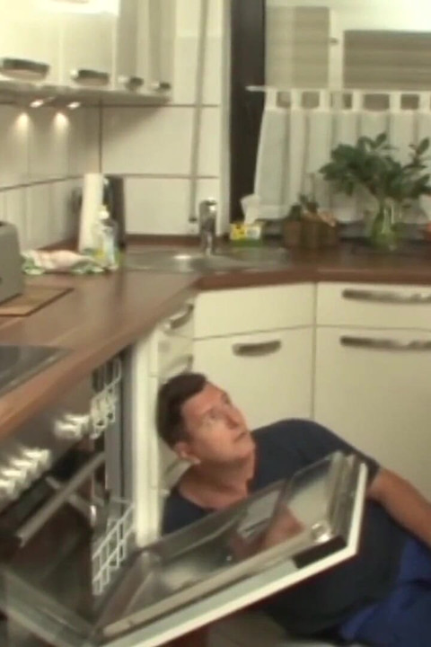 In the Kitchen the Plumber Gets a Hot Matured Housewife with Sexy Red Underwear to Fuck!