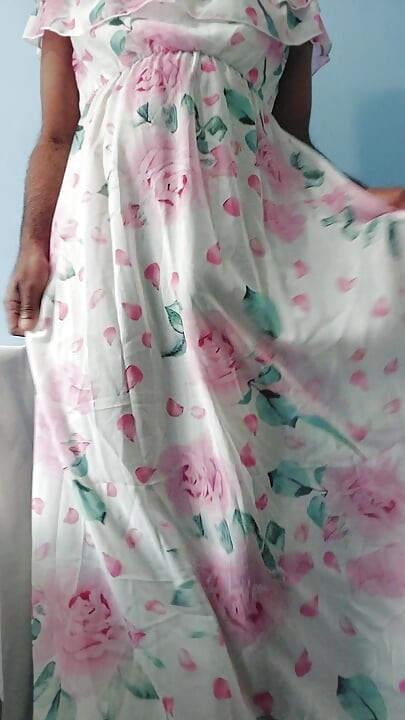 I'm masterbating wearing Split Roses Chiffon Seethrough Silk Frock