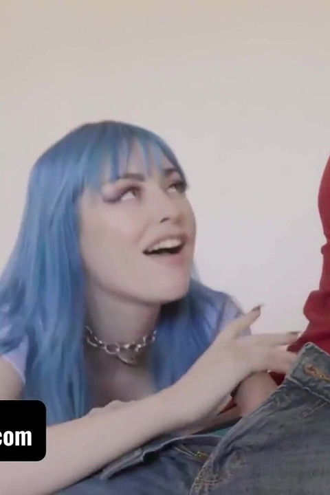 Passionate Blue Haired Teen Slut Seduces and Fucks Her Step Brother While Studying - Family Strokes