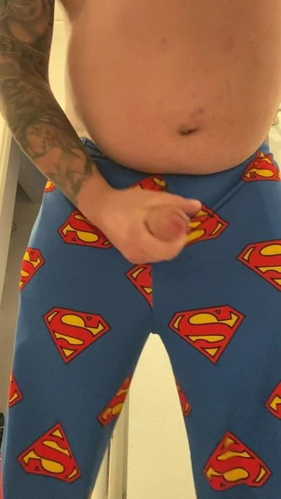 Uncut cub cum  in Superhero pjs.