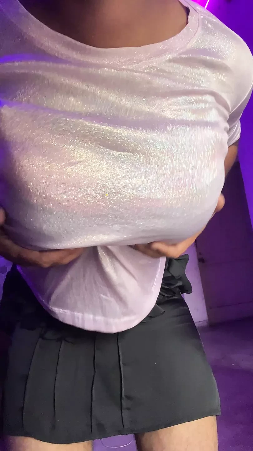 shiny pink top big boobs tight skirt indian crossdresser