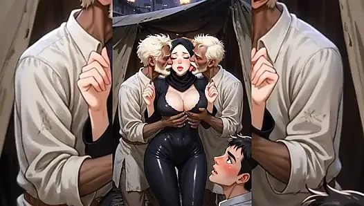 Hijabi Muslim Babes Degraded & Ravaged by Ugly Fat Dirty Old Men – Squeezed, Kissed, Fucked Hard Part 2