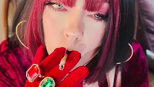 Velvet und Zigaretten! Tina Snua Kette raucht 2 Cork 100 Zigaretten - Driftende OMI OME Snaphals-Raucher