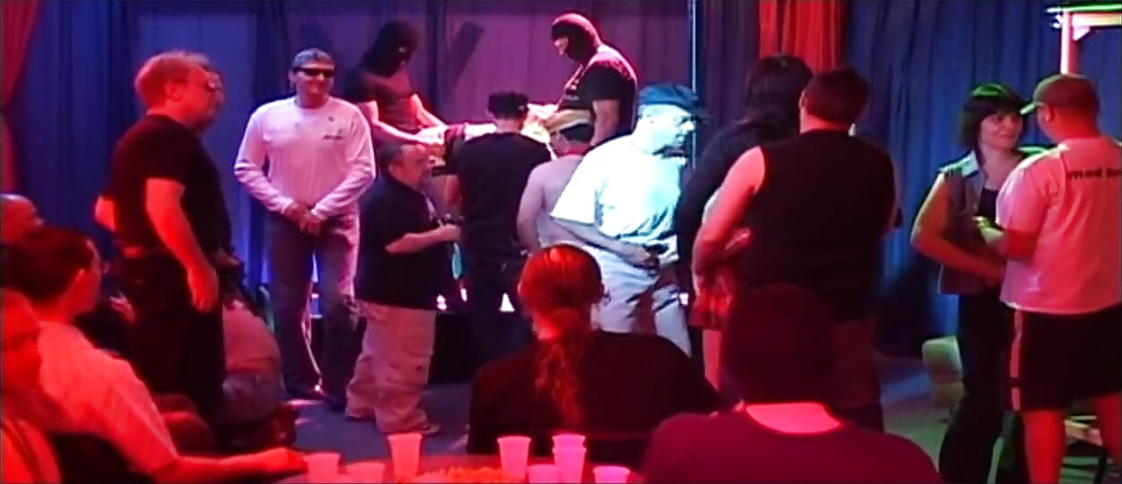 Blonde Babe Gangbanged by Horny Crowd in Wild Club Orgy