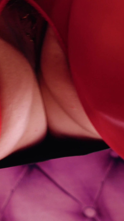 Memorable moment from "Teasing by red hot shiny crotchless pantyhose, amazing curvy MILF Arya Grander"