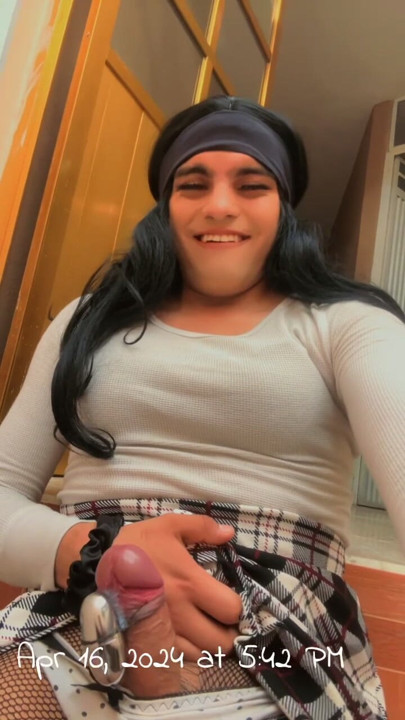 Crossdresser Cumming handsfree in Thigh High socks