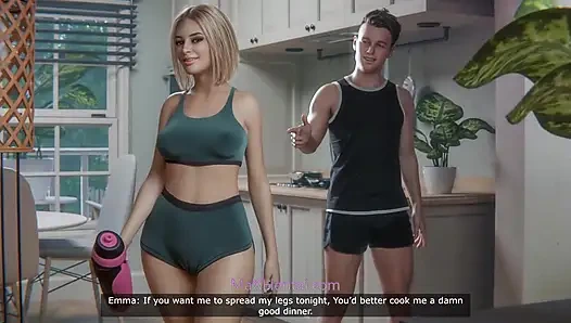 Verheiratete betrügende ehefrau im fitnessstudio mit muskulöser bbc-trainer (3D-animation)
