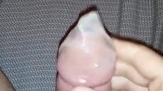 Cock and Balls in Condom Wanking