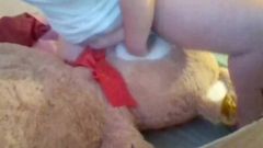 Young Chubby Girl humps giant teddy till orgasm