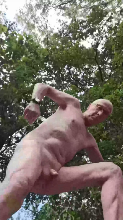 EXHIBITIONIST GRANDPA DADDY PUBLIC OUTDOOR NAKED CRUISING CUMSHOT | Clip 1