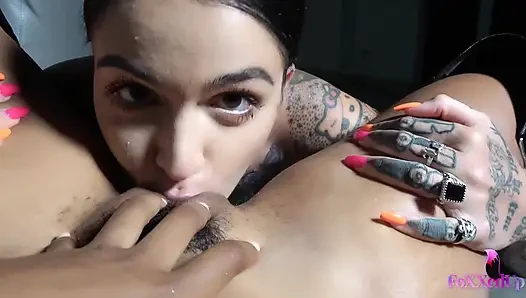 Jenna Foxx, Raven Leigh bölünmüş dil bakış açısı amcık yalama