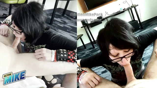 18yo Emo Dream Girl Gwen Shows Off Impossibly Sloppy Deepthroat and Ballsack Sucking