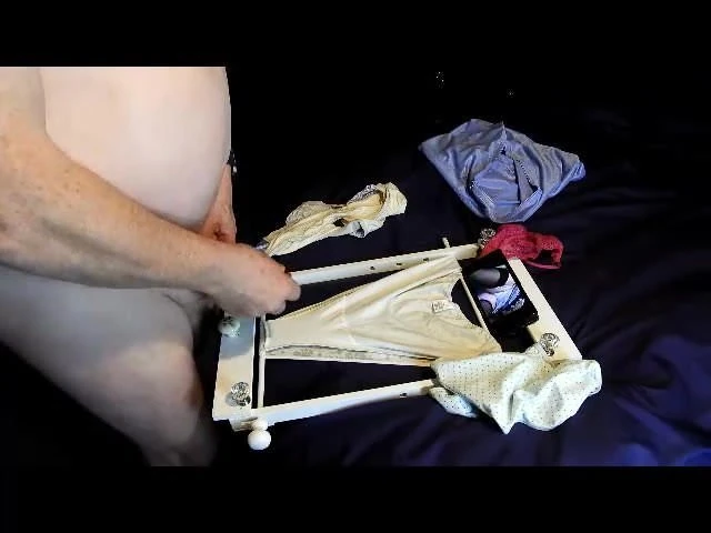 Wanking into Suzy's knickers.