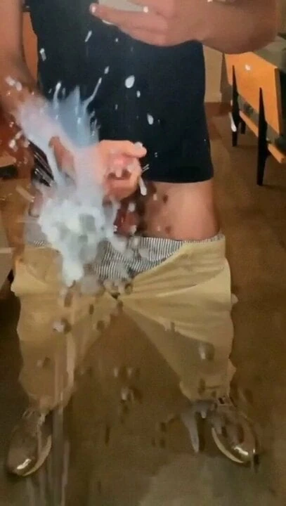 Cum Splatter on the Mirror