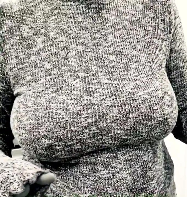 Braless in Sweater