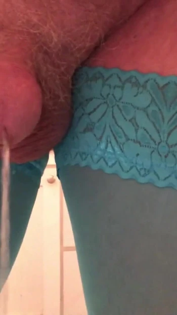 Spectacular moment from "Pissing, then I oum 2 times.. Crossdresser twists his nipples, drips precum, pisses, estims and"