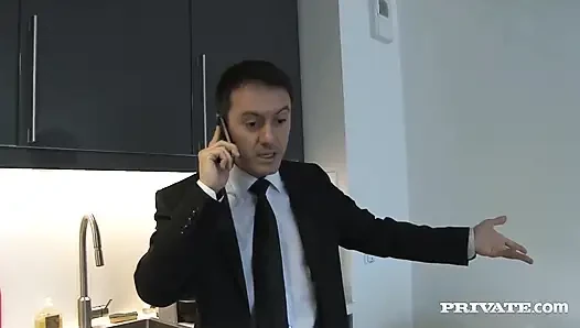 Ее трахают два больших черных члена, а также один белый