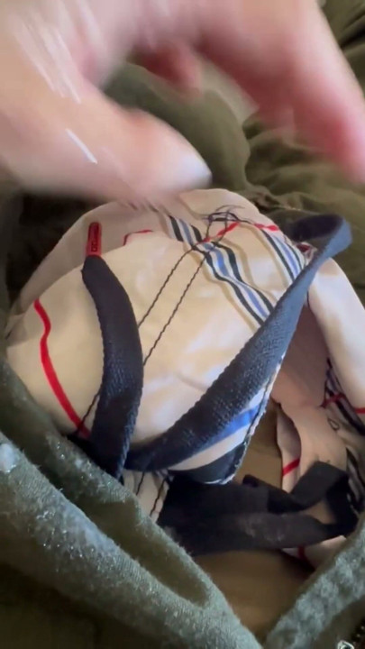 Army stud Jerking off in a white jock strap in OCPs and swim trunks under a flight suit | Clip 1