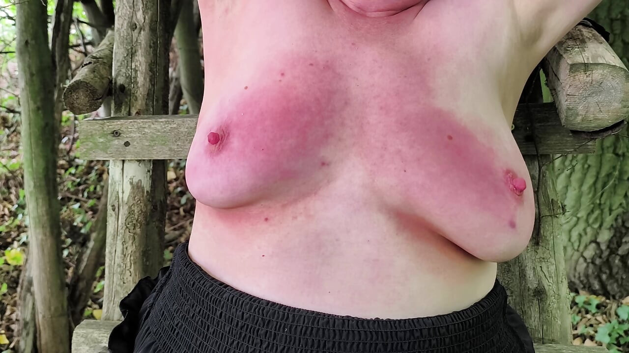 Red breasts with nipple braces
