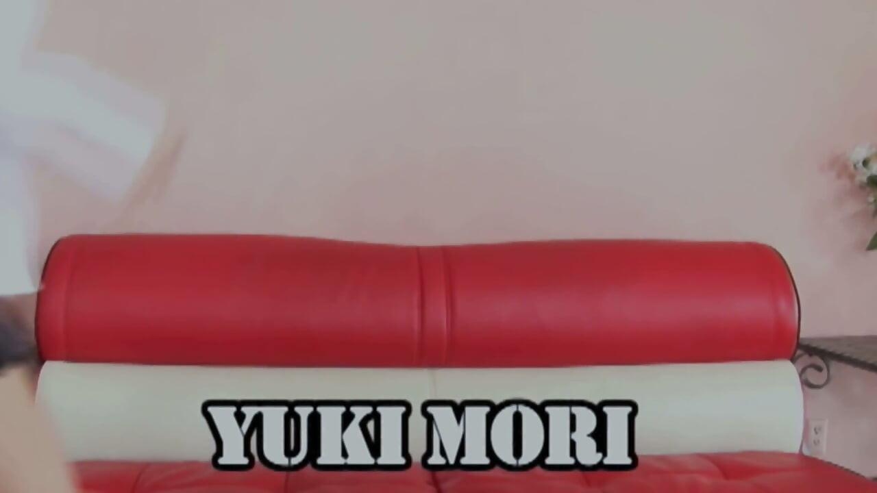 Asian Takes a BBC on the Red Sofa - Interracial Riding and Deep Blowjob with Pigtails