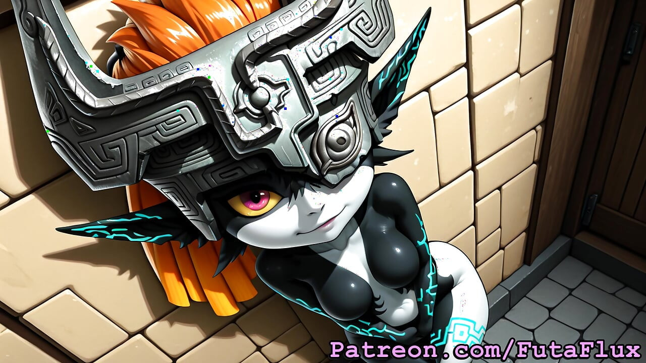 Futanari Midna from Zelda - Masturbating, Cumshots, Self sucking