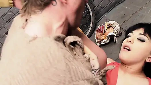 Busty bitch rides stud's pole reverse cowgirl