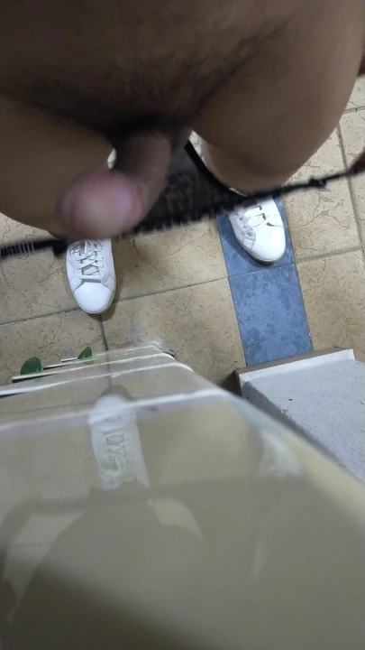 Bouncing my dick and balls in some nightclub hostess thongs.