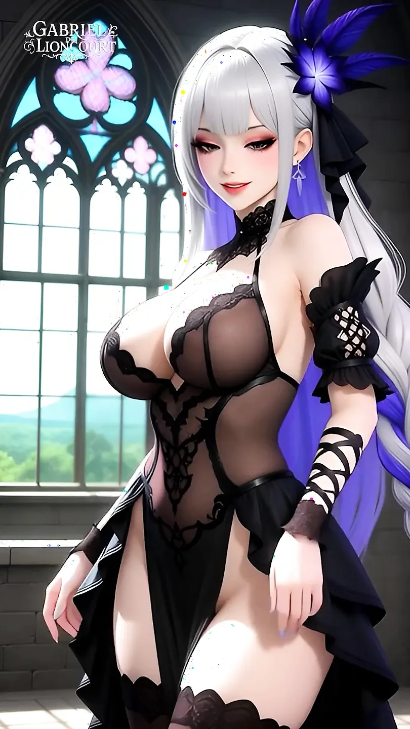 Hentai gothic girls with dyed hair showing off their big tits
