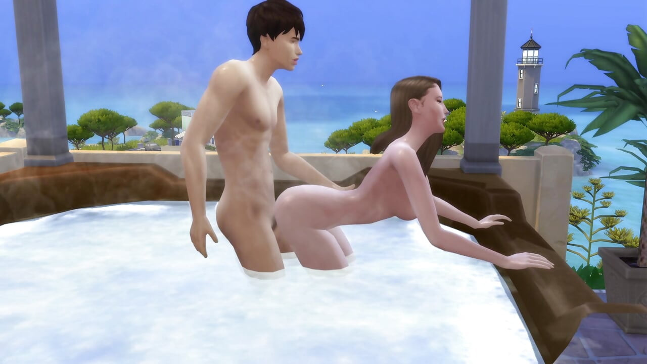 Par på ferie benytter lejligheden til at kneppe i vandet. The Sims