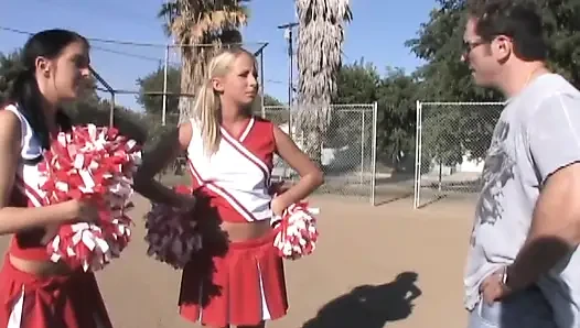 Horny Cheerleader Threesome: Licking Fingering and Triple Hole Cock Poun...