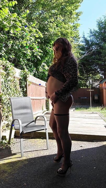 Sexy Crossdresser kellycd2022 in my leopard print top and panties fishnet stockings