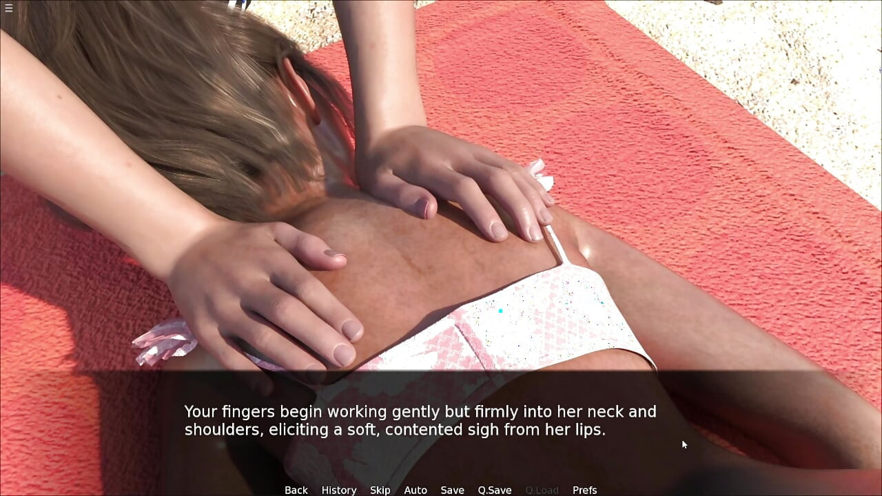 Stepson Applying Sunscreen On Stepmom Body On Beach And Massaging Her Boobs