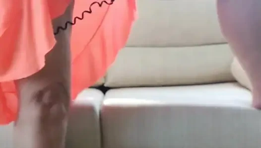 My stepmother trimming her hair and showing off to the street, filmed and sent me and asked if it was good.