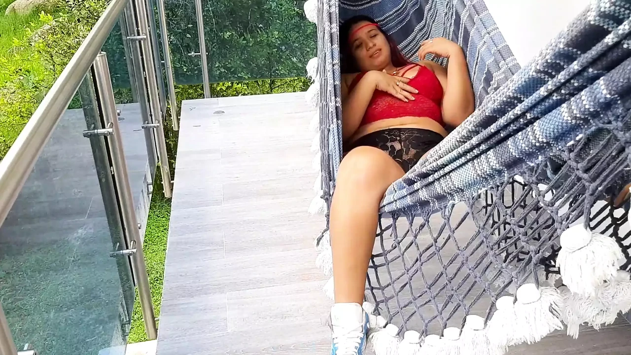 I find this bitch masturbating and touching her tits very well