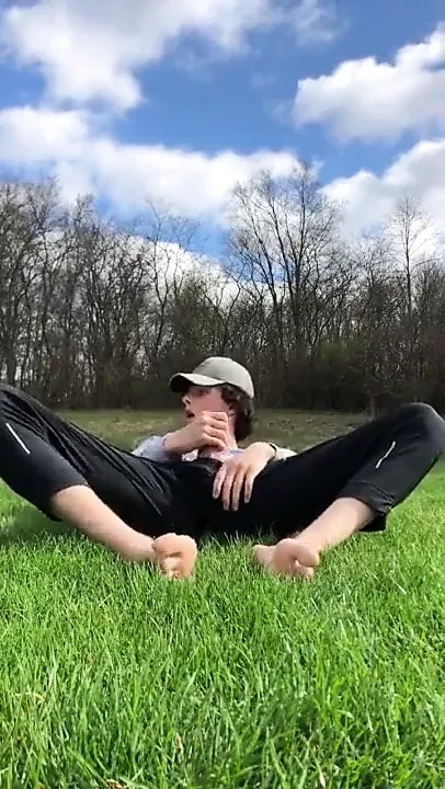 Cute Guy Wanks Outdoors