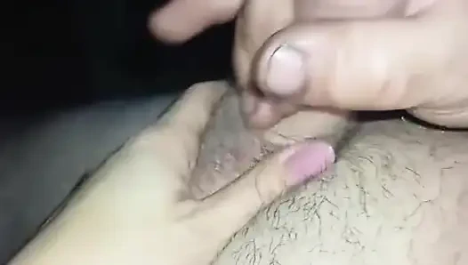 I'm both jerking a paw, helping him finish on her ass