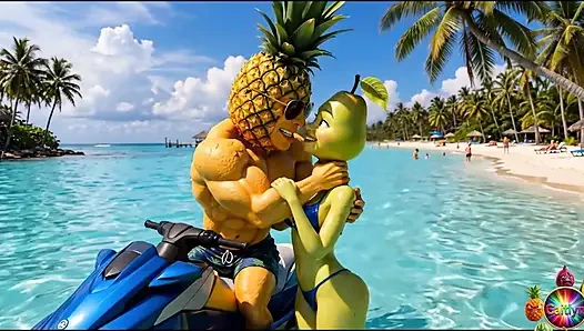 Episode 4 - gadis imut nenas dan pria avokado yang manis berbagi momen tropis hentai AI