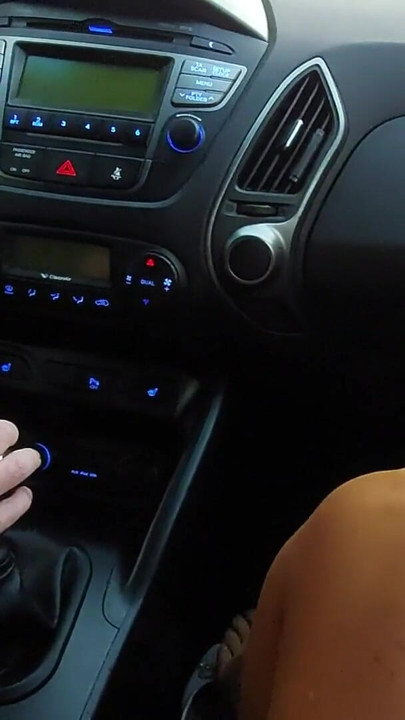 Mature aunt teases her stepson with her sexy legs in the car. | Clip 1