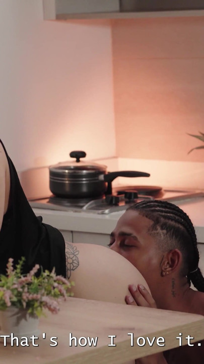 Goth Stepmom Lets Her Stepson BBC Fuck Her Anal in the Kitchen! Fercat