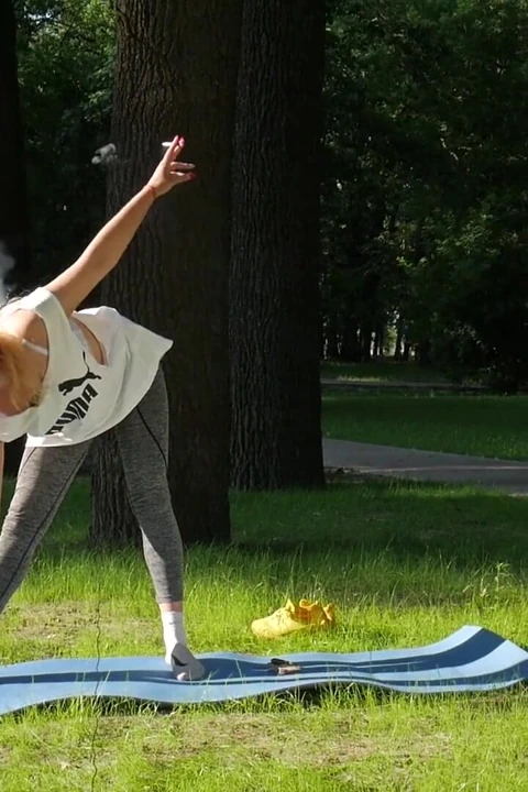 Sexy Russian Girl Smoking Cigarette Relaxed Outdoors