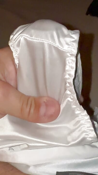Satin panties getting drenched