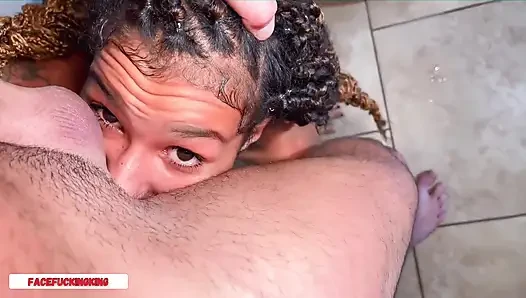 Misch Rennen 18 Jahre Alt, Schlampig, Halsfick, Blowjob & Gesichtsbesamung