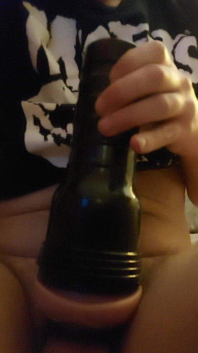 Short quickie with a fake pussy