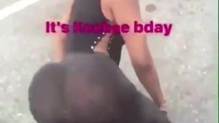 Sexy Karamell-Hottie twerking an ihrem Geburtstag