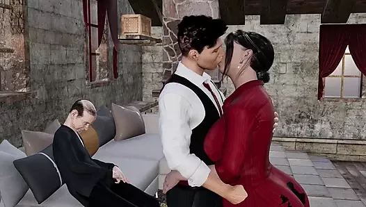 Patronun seksi karısı patronun önünde sikiliyor