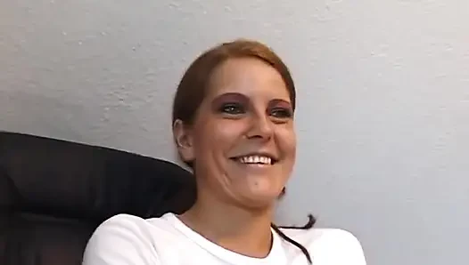 Sexy slut masturbating in office