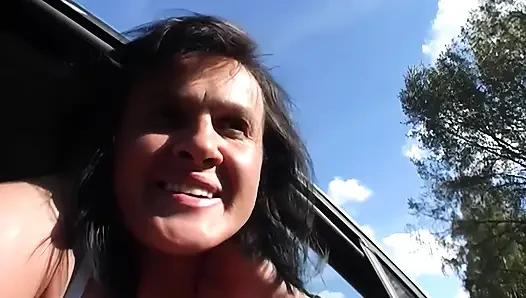 Slut Gets Fucked Hard in Car and Outdoor by Multiple Guys