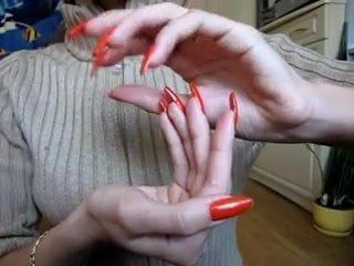 Mooie oranje lange nagels