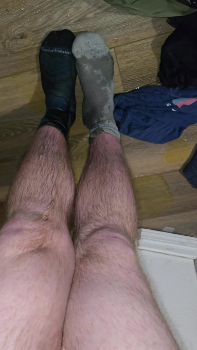 POV desperate accident in red boxers, drenching my wool socks, and standing in the puddle